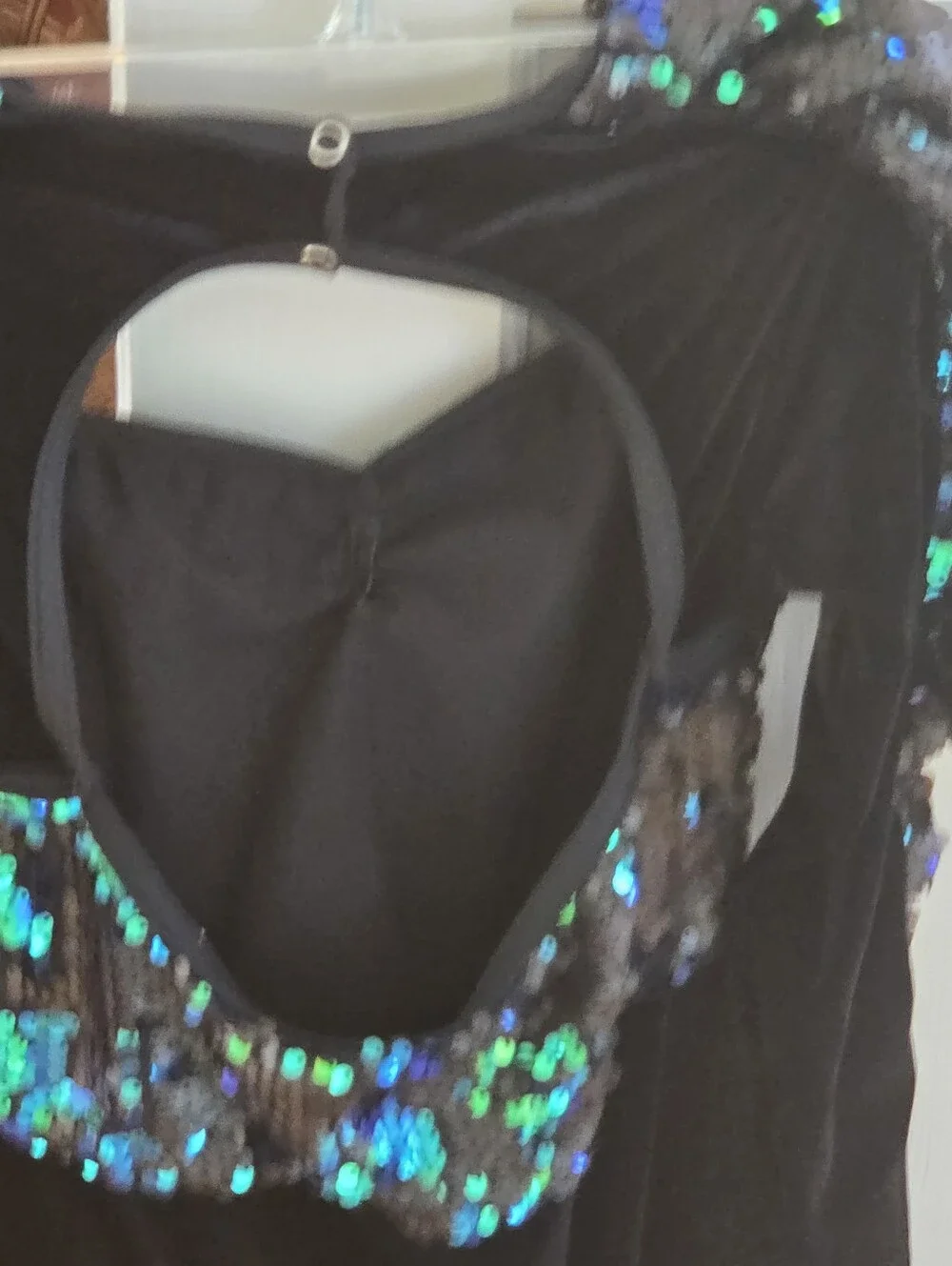 Weissman 8465 A WORLD ALONE Green Sequin Side Bustle Dance Costume Size LC 14